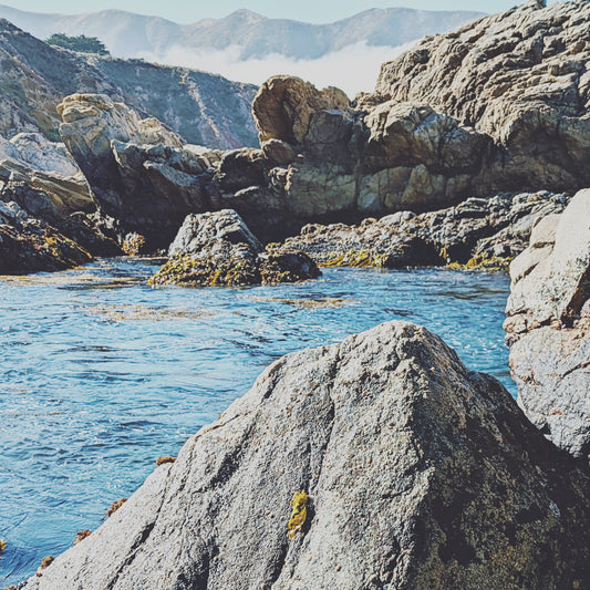 California coastal cove, rolling waves, Freediving location
