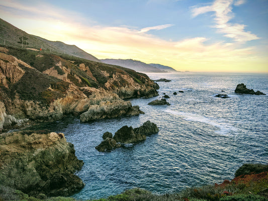 Cove in Carmel, freediving location, blue sky, blue ocean