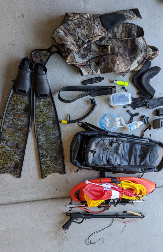 Freediving wetsuit and gear used by Cali8Fold