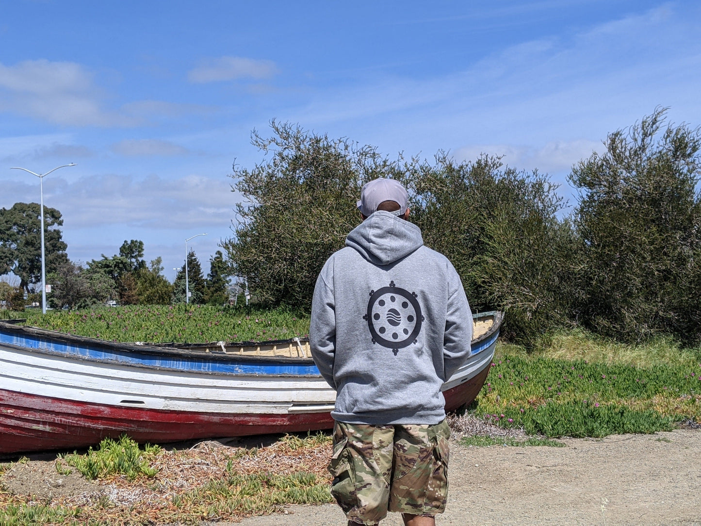 Light weight freediving hooded sweater, grey, Noble Eightfold Path logo