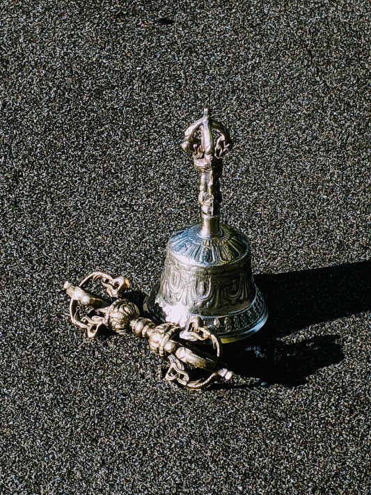 Two Buddhist ritual objects the Vajra and Ghanta. 