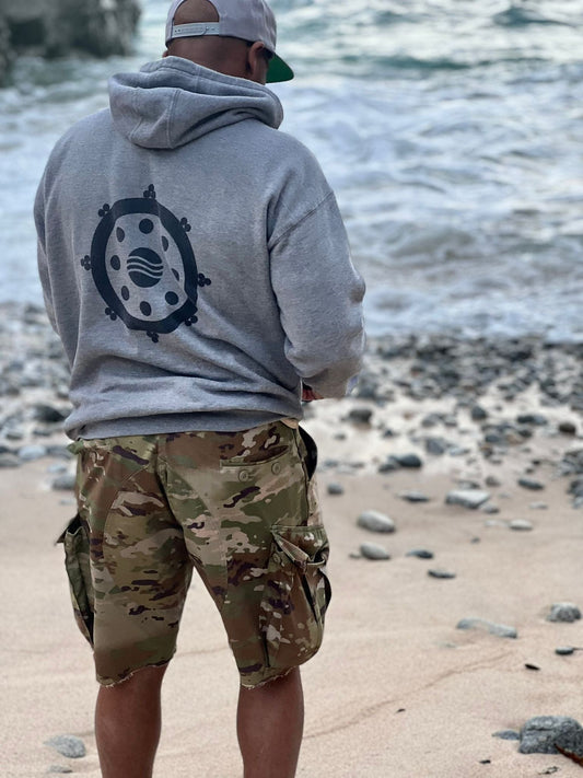 Gray Freediver hoodie apparel by Cali8Fold, Gray hat also by Cali8Fold